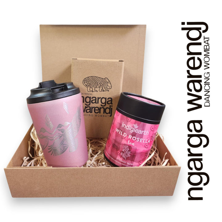 Ngarga Warendj Gift Box Indigiearth Tea and Bunjil and Waa Stainless Steel Keep Cup Hamper Pack
