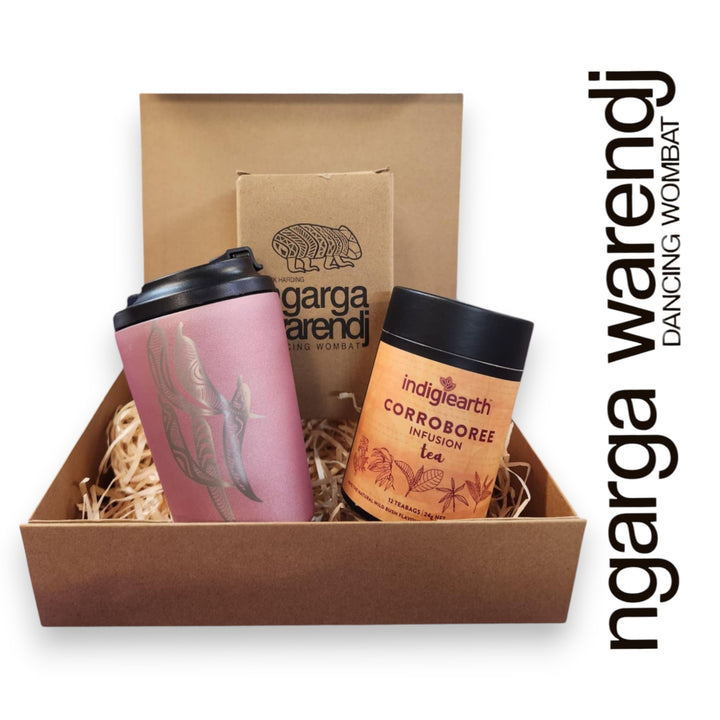 Ngarga Warendj Gift Box Indigiearth Tea and Gum Leaves Stainless Steel Keep Cup Hamper Pack