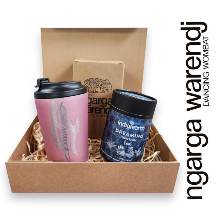 Ngarga Warendj Gift Box Indigiearth Tea and Gum Leaves Stainless Steel Keep Cup Hamper Pack