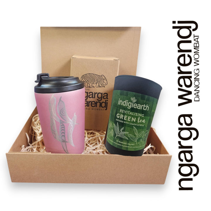 Ngarga Warendj Gift Box Indigiearth Tea and Gum Leaves Stainless Steel Keep Cup Hamper Pack