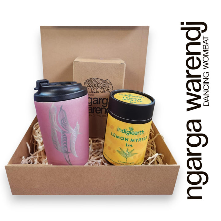 Ngarga Warendj Gift Box Indigiearth Tea and Gum Leaves Stainless Steel Keep Cup Hamper Pack