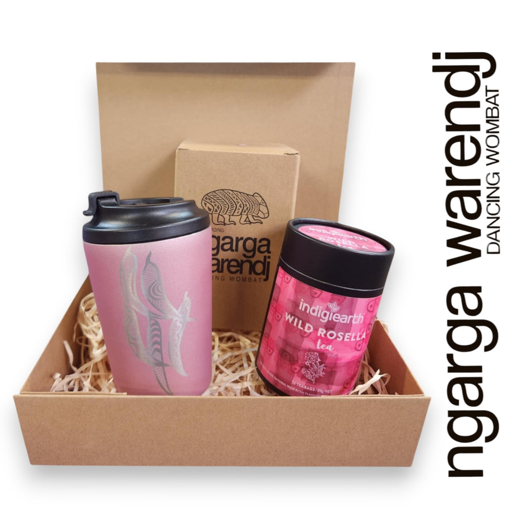 Ngarga Warendj Gift Box Indigiearth Tea and Gum Leaves Stainless Steel Keep Cup Hamper Pack