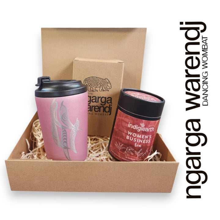 Ngarga Warendj Gift Box Indigiearth Tea and Gum Leaves Stainless Steel Keep Cup Hamper Pack