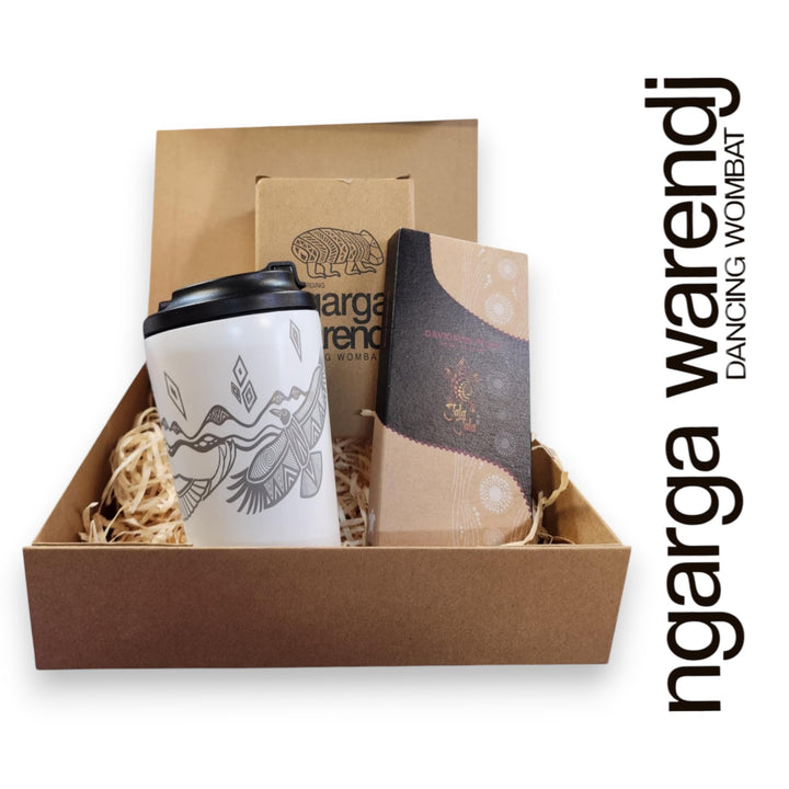 Ngarga Warendj Gift Box Bunjil and Waa Stainless Steel Keep Cup and Chocolate Hamper