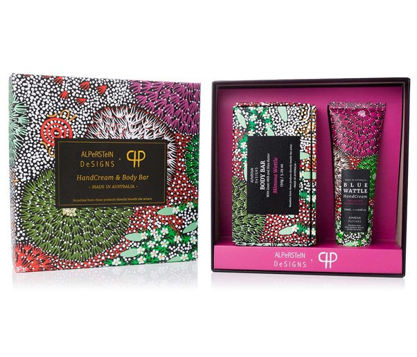 HAND CREAM & BODY BAR GIFT BOX  - ASSORTED ABORIGINAL ART DESIGNS AND FRAGRANCES