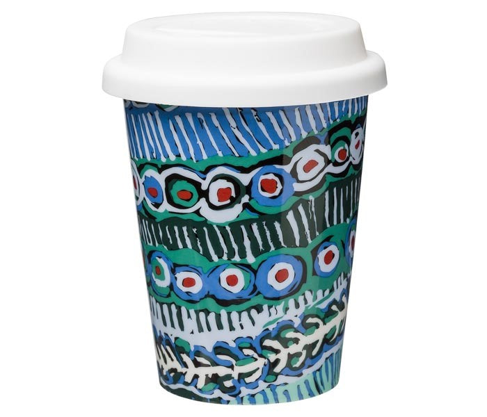 INSULATED MUG KEEP CUP WITH ASSORTED ABORIGINAL ART DESIGNS