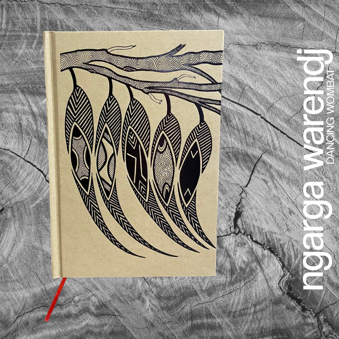 Ngarga Warendj Writers Gift Box Hamper - Rectangle Pen Set, Journal, Jala Jala Chocolate, Art Card