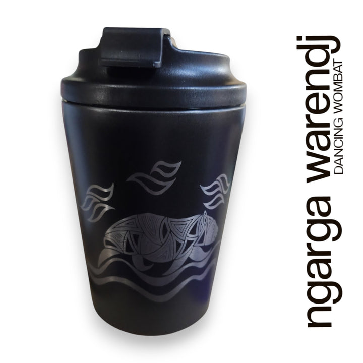DOUBLE WALLED INSULATED STAINLESS STEEL MUG - WOMBAT DESIGN - ASSORTED COLOURS