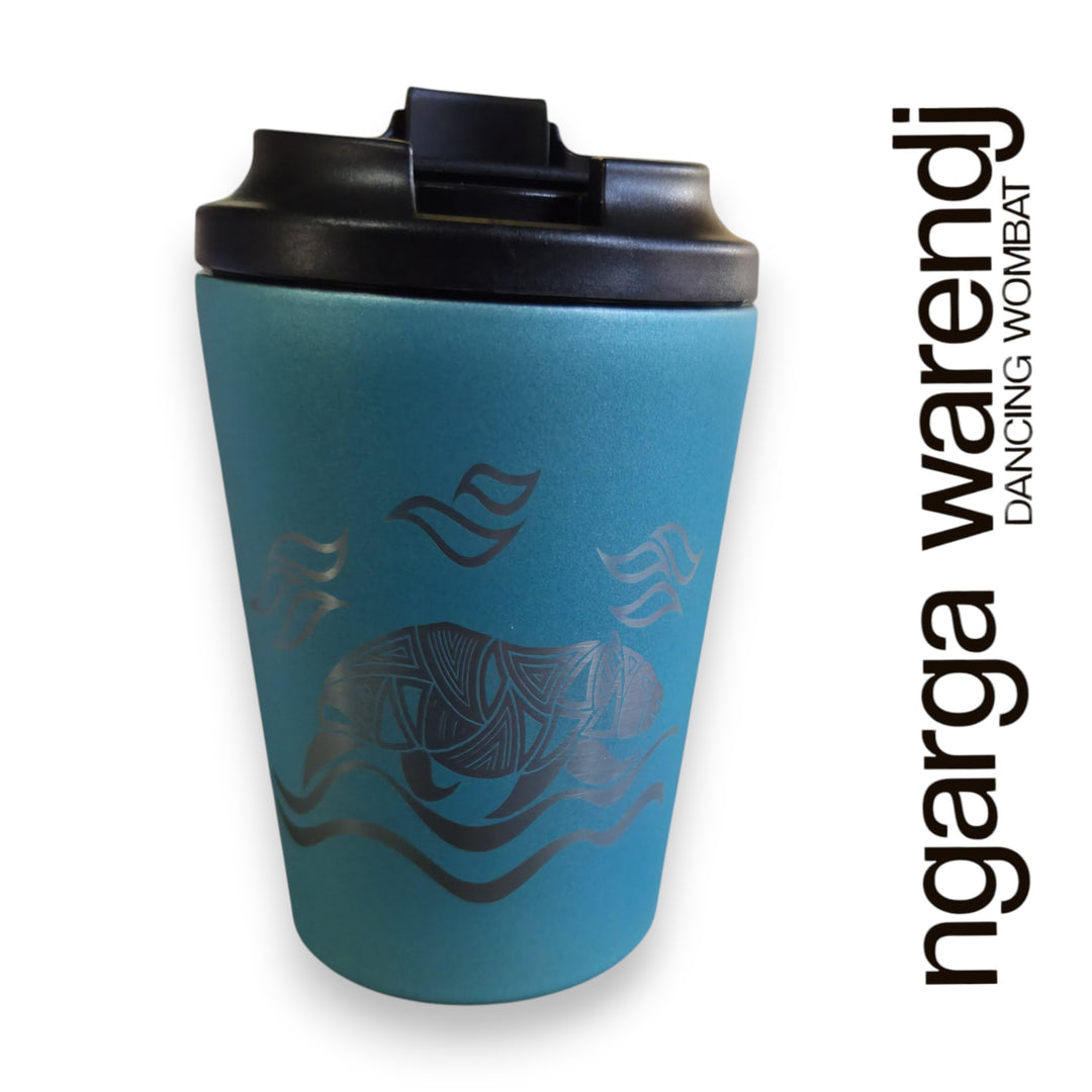 DOUBLE WALLED INSULATED STAINLESS STEEL MUG - WOMBAT DESIGN - ASSORTED COLOURS