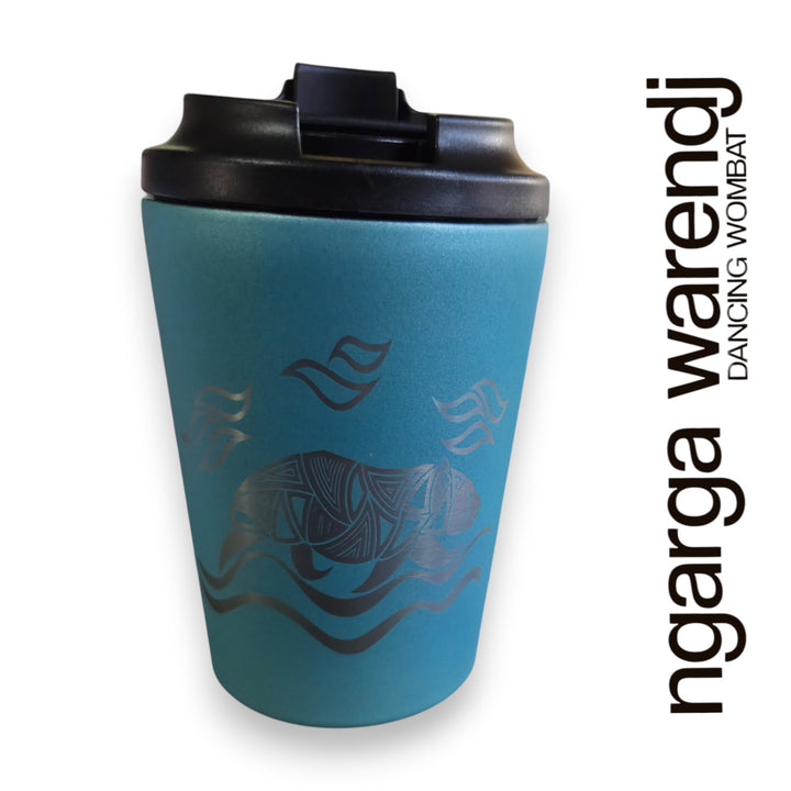 DOUBLE WALLED INSULATED STAINLESS STEEL MUG - WOMBAT DESIGN - ASSORTED COLOURS