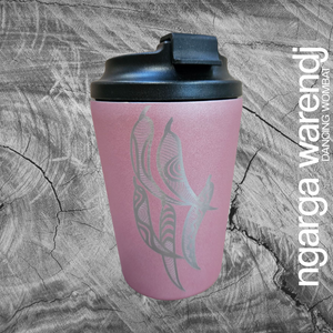 GUM LEAVES DESIGN - DOUBLE WALLED INSULATED STAINLESS STEEL MUG - ASSORTED COLOURS