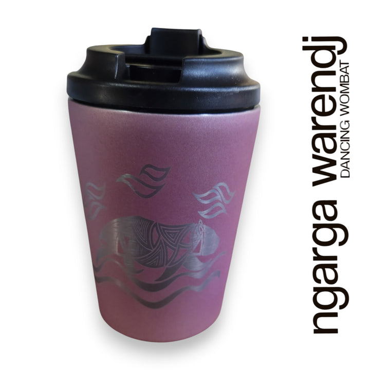 DOUBLE WALLED INSULATED STAINLESS STEEL MUG - WOMBAT DESIGN - ASSORTED COLOURS