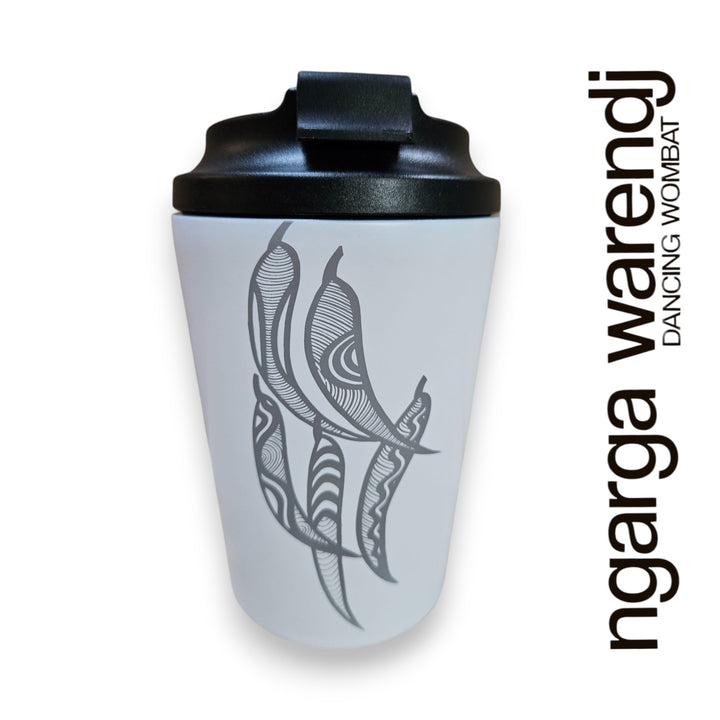 GUM LEAVES DESIGN - DOUBLE WALLED INSULATED STAINLESS STEEL MUG - ASSORTED COLOURS