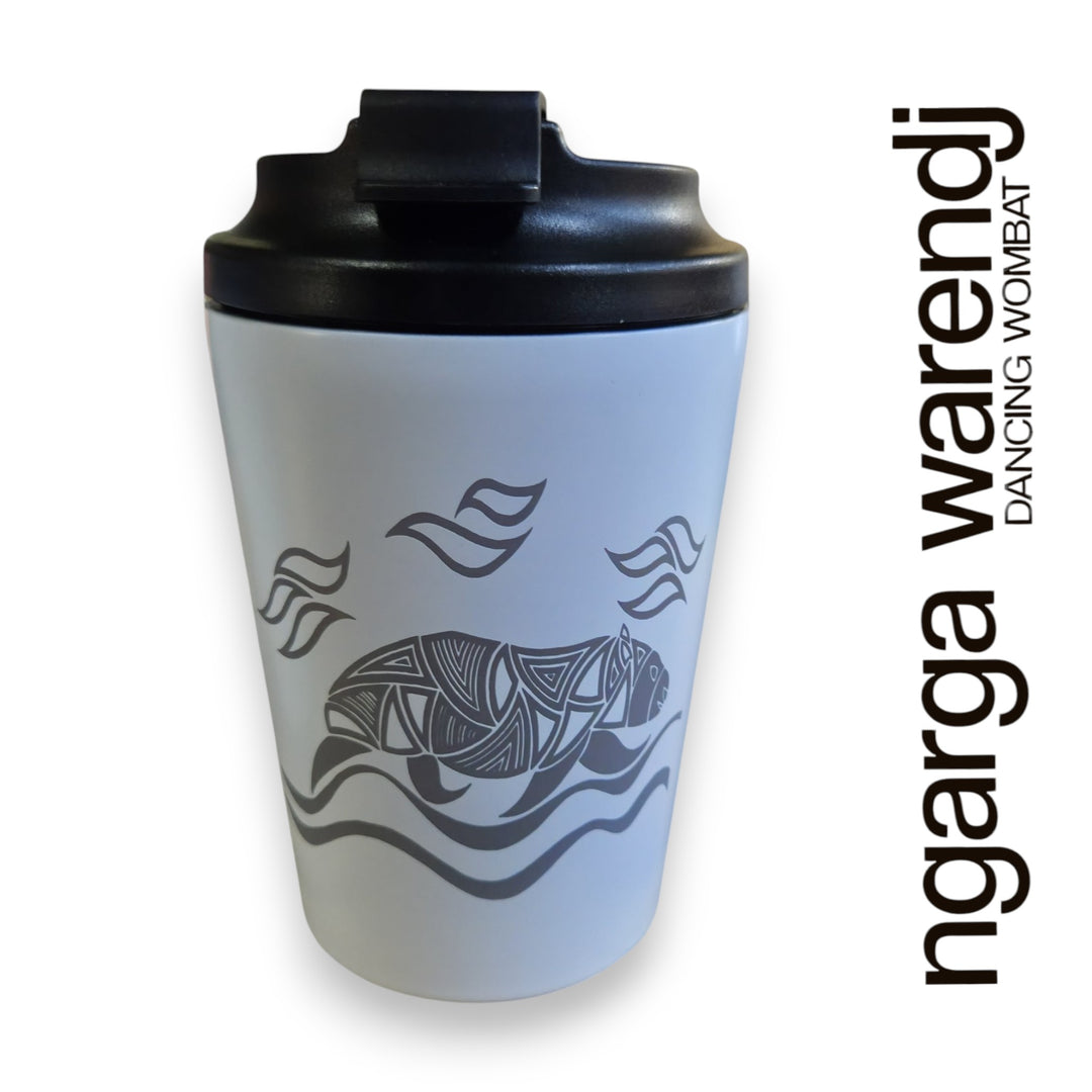 DOUBLE WALLED INSULATED STAINLESS STEEL MUG - WOMBAT DESIGN - ASSORTED COLOURS