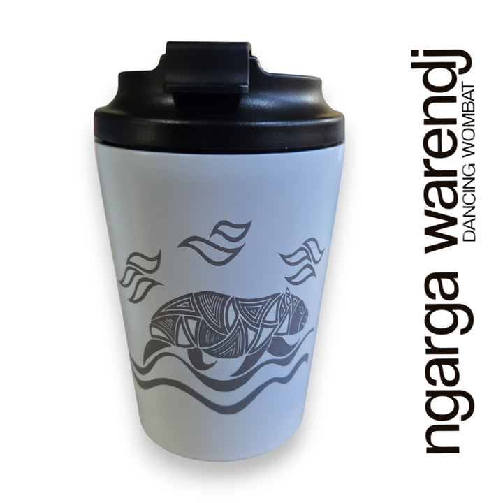 DOUBLE WALLED INSULATED STAINLESS STEEL MUG - WOMBAT DESIGN - ASSORTED COLOURS