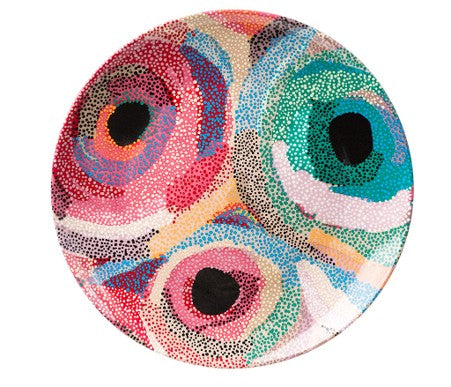 7" BONE CHINA CERAMIC PLATE - ABORIGINAL ART BY TEDDY GIBSON FROM WARLIKURLANGU ARTISTS