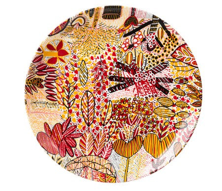 7" BONE CHINA CERAMIC PLATE - ABORIGINAL ART BY TEDDY GIBSON FROM WARLIKURLANGU ARTISTS