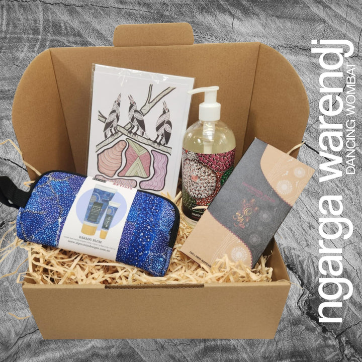 Ngarga Warendj Mini Pamper Gift Box Hamper - Hand Wash, Chocolate, Hand Cream and Lip Balm Gift Pack & Art Card