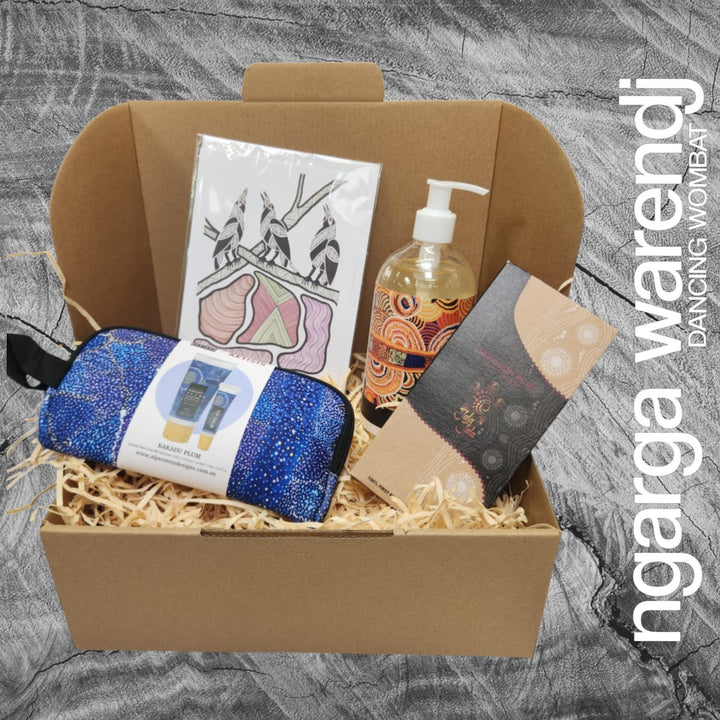 Ngarga Warendj Mini Pamper Gift Box Hamper - Hand Wash, Chocolate, Hand Cream and Lip Balm Gift Pack & Art Card