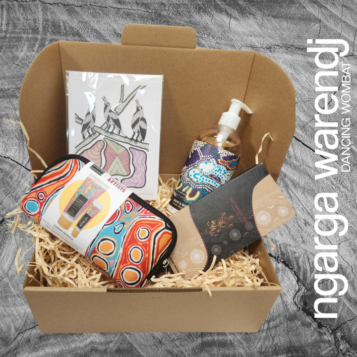 Ngarga Warendj Mini Pamper Gift Box Hamper - Hand Wash, Chocolate, Hand Cream and Lip Balm Gift Pack & Art Card