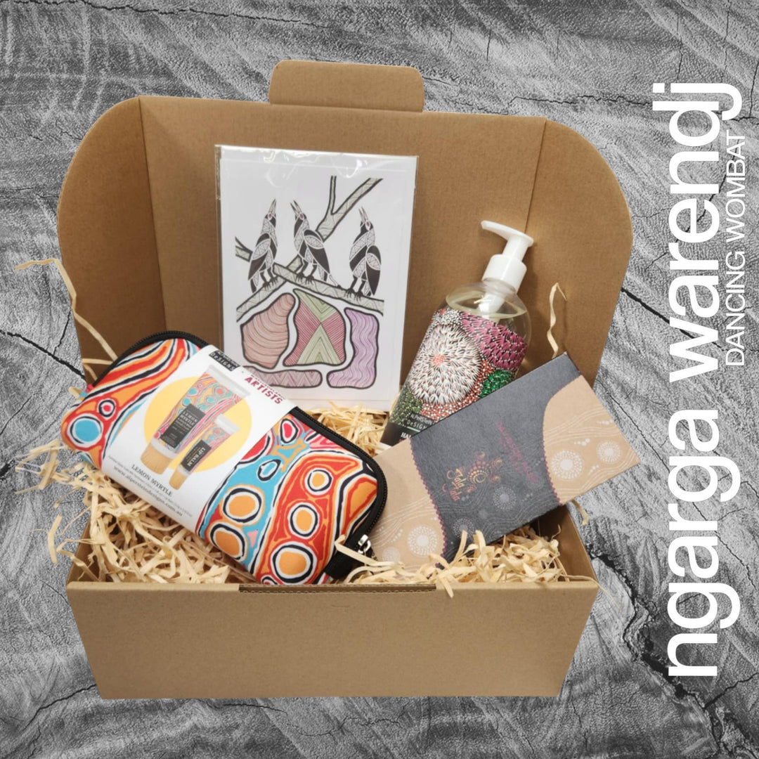 Ngarga Warendj Mini Pamper Gift Box Hamper - Hand Wash, Chocolate, Hand Cream and Lip Balm Gift Pack & Art Card