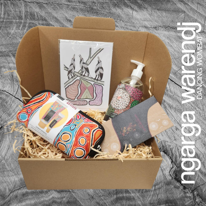 Ngarga Warendj Mini Pamper Gift Box Hamper - Hand Wash, Chocolate, Hand Cream and Lip Balm Gift Pack & Art Card