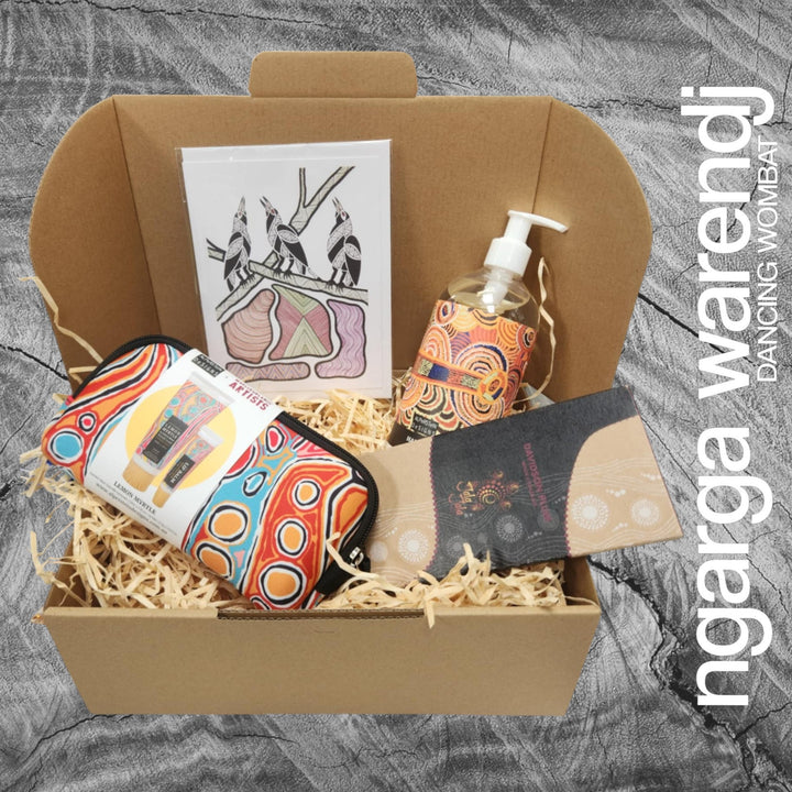 Ngarga Warendj Mini Pamper Gift Box Hamper - Hand Wash, Chocolate, Hand Cream and Lip Balm Gift Pack & Art Card