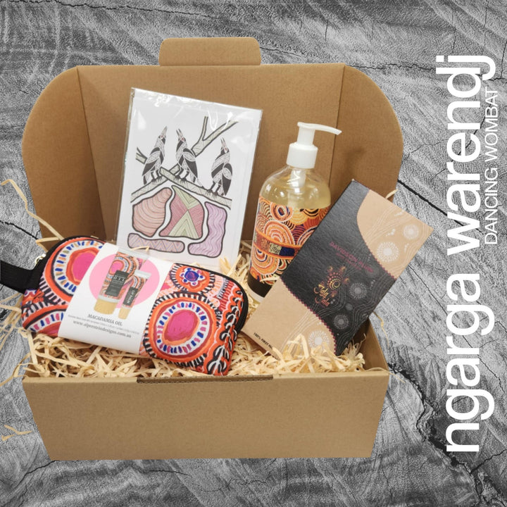 Ngarga Warendj Mini Pamper Gift Box Hamper - Hand Wash, Chocolate, Hand Cream and Lip Balm Gift Pack & Art Card