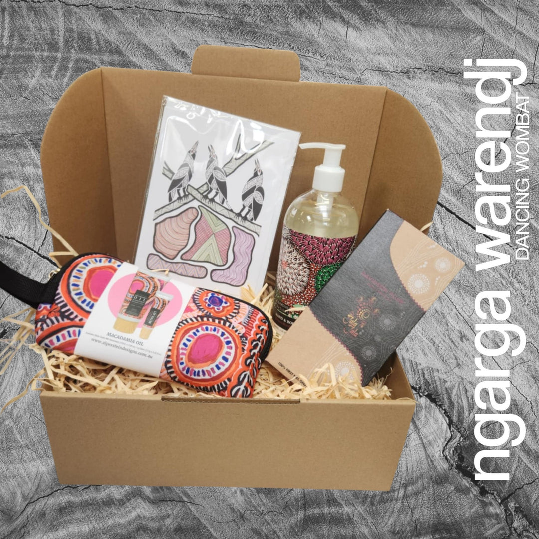 Ngarga Warendj Mini Pamper Gift Box Hamper - Hand Wash, Chocolate, Hand Cream and Lip Balm Gift Pack & Art Card