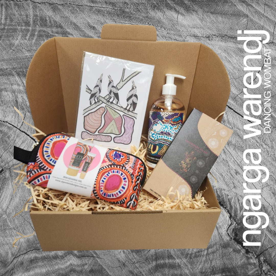 Ngarga Warendj Mini Pamper Gift Box Hamper - Hand Wash, Chocolate, Hand Cream and Lip Balm Gift Pack & Art Card
