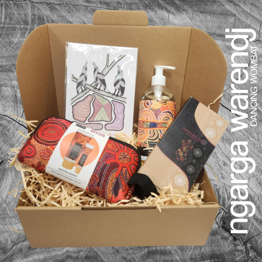 Ngarga Warendj Mini Pamper Gift Box Hamper - Hand Wash, Chocolate, Hand Cream and Lip Balm Gift Pack & Art Card