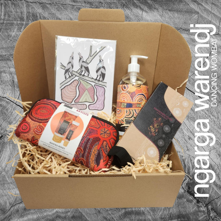 Ngarga Warendj Mini Pamper Gift Box Hamper - Hand Wash, Chocolate, Hand Cream and Lip Balm Gift Pack & Art Card