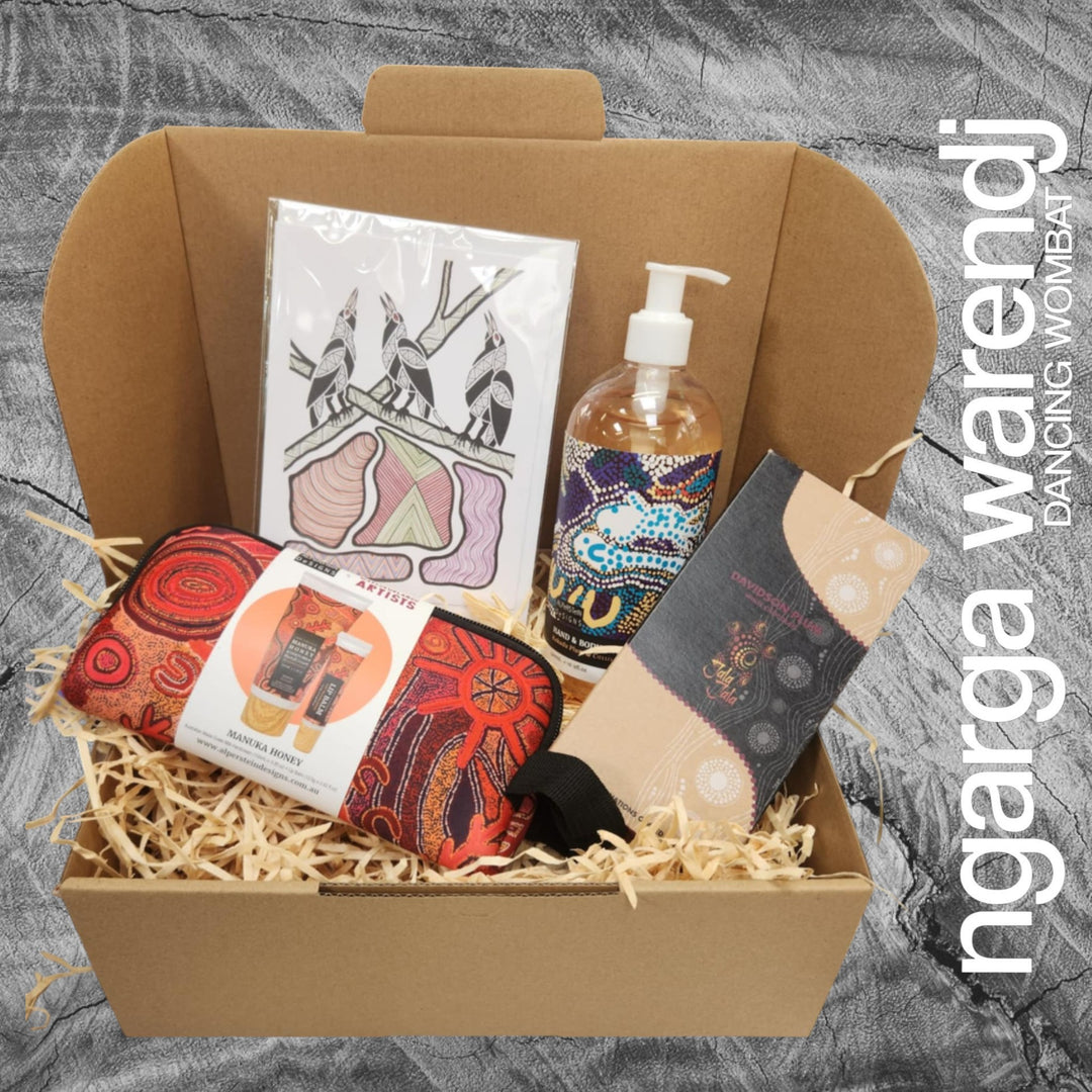 Ngarga Warendj Mini Pamper Gift Box Hamper - Hand Wash, Chocolate, Hand Cream and Lip Balm Gift Pack & Art Card
