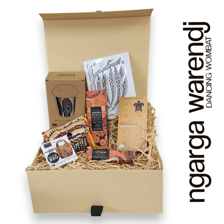 Shopping Gift Box Hamper - Keep Cup, Hand Cream, Shopping Bag, Lip Balm, Chocolate & Card.