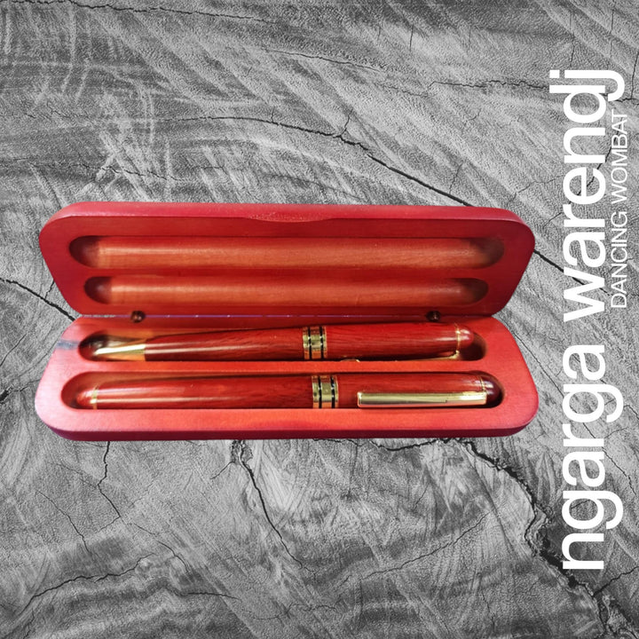 RECTANGLE DOUBLE PEN SET WITH GUM LEAVES