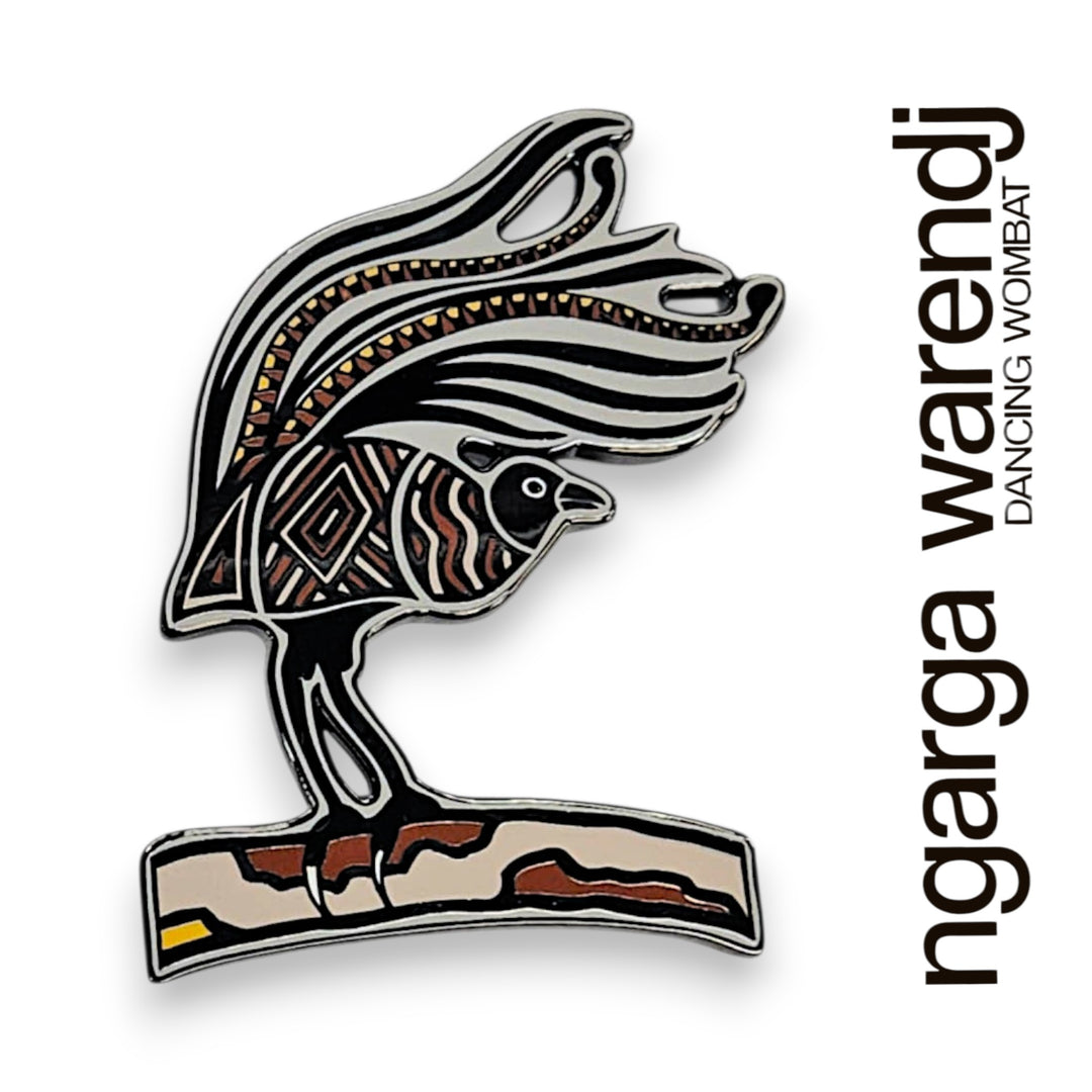 Decorative item with Aboriginal art design on a white background, featuring the brand 'ngarga warendj'.