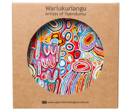 7" BONE CHINA CERAMIC PLATE - ABORIGINAL ART BY TEDDY GIBSON FROM WARLIKURLANGU ARTISTS