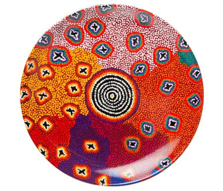 7" BONE CHINA CERAMIC PLATE - ABORIGINAL ART BY TEDDY GIBSON FROM WARLIKURLANGU ARTISTS