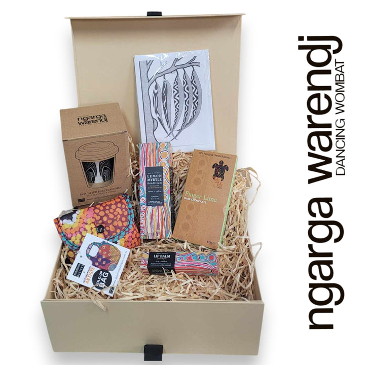 Shopping Gift Box Hamper - Keep Cup, Hand Cream, Shopping Bag, Lip Balm, Chocolate & Card.