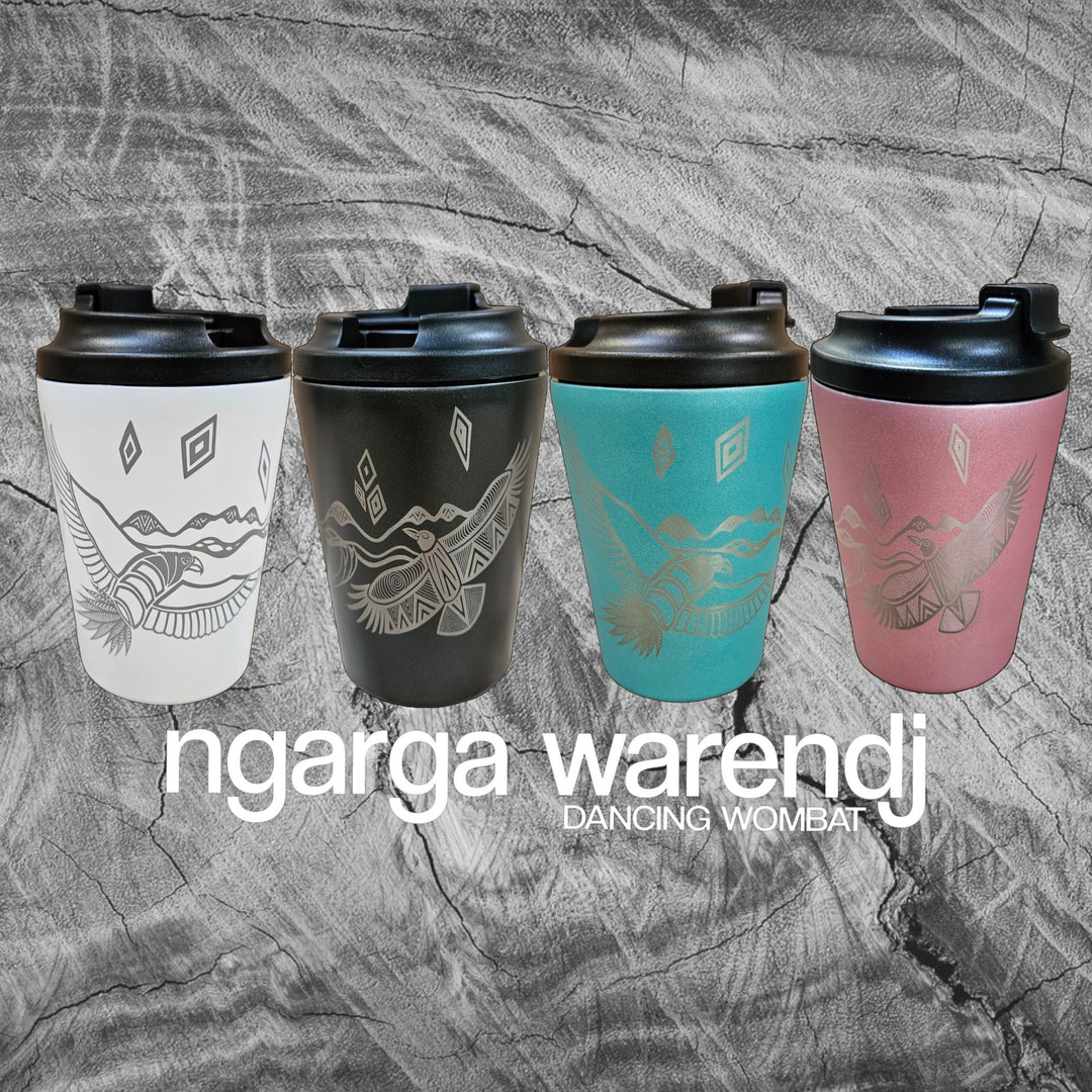 Ngarga Warendj Gift Bag, Stainless Steel Bunjil and Waa Keep Cup and Indigiearth Infused Coffee