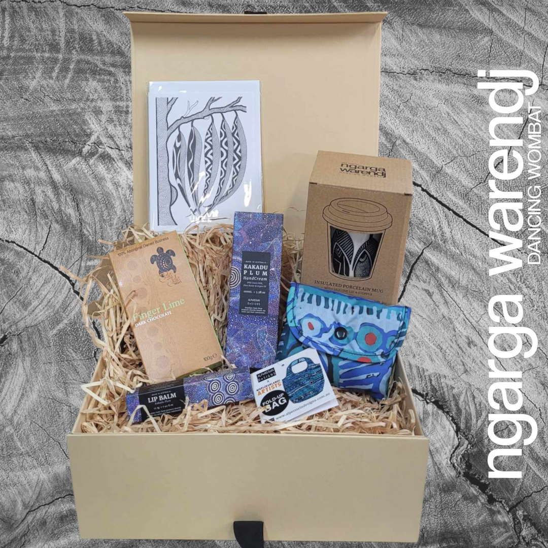 Shopping Gift Box Hamper - Keep Cup, Hand Cream, Shopping Bag, Lip Balm, Chocolate & Card.