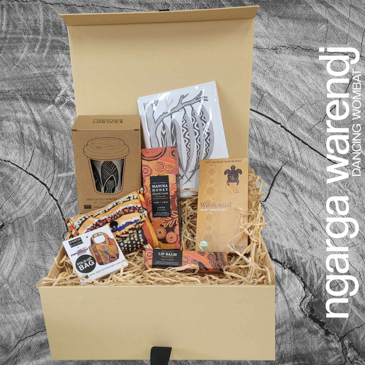Shopping Gift Box Hamper - Keep Cup, Hand Cream, Shopping Bag, Lip Balm, Chocolate & Card.