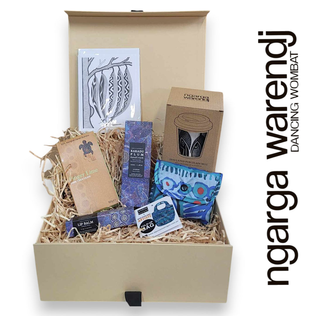 Shopping Gift Box Hamper - Keep Cup, Hand Cream, Shopping Bag, Lip Balm, Chocolate & Card.