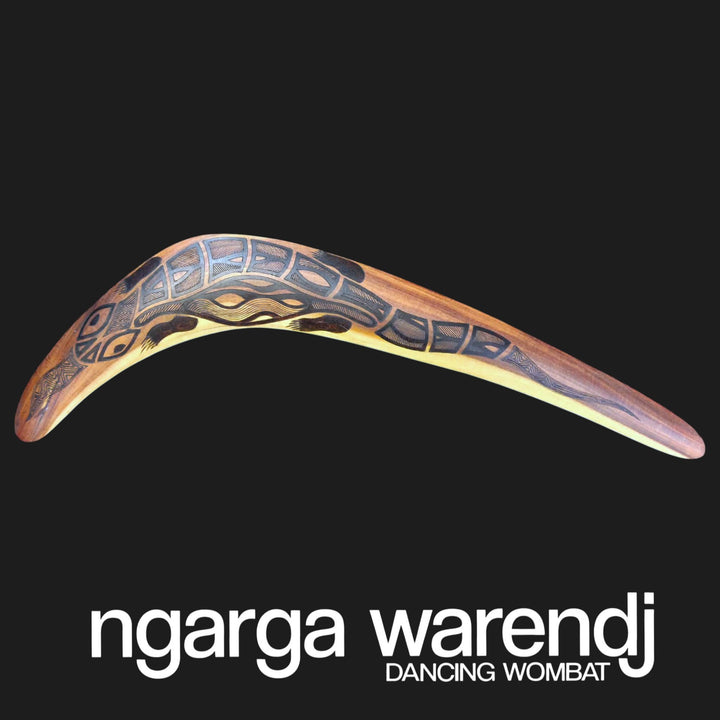 BOOMERANG WANGIM RARE AUSTRALIAN GIDGEE BILI THE BLUE TONGUE LIZARD DESIGN