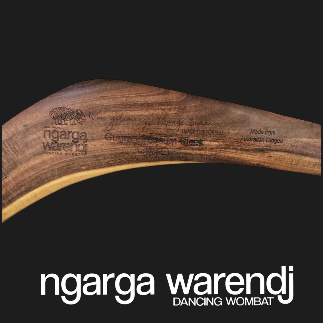 BOOMERANG WANGIM RARE AUSTRALIAN GIDGEE GUGRA POSSUM CLOAK DESIGN