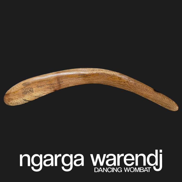 BOOMERANG WANGIM AUSTRALIAN SWAMP OAK LARGE GUGRA POSSUM SKIN CLOAK DESIGN