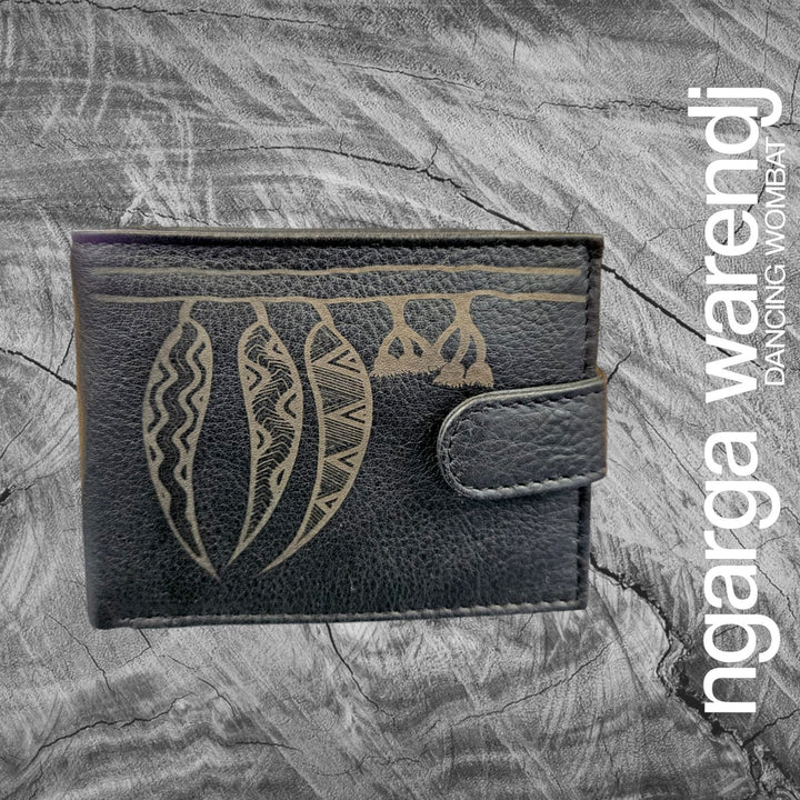 BLACK MENS LEATHER WALLET -  ASSORTED DESIGNS