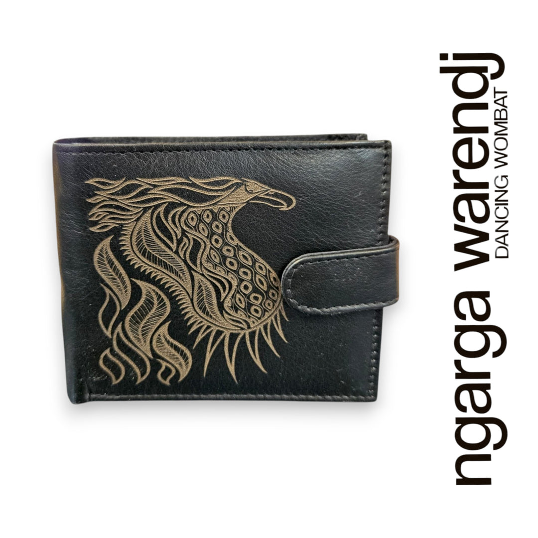BLACK MENS LEATHER WALLET -  ASSORTED DESIGNS