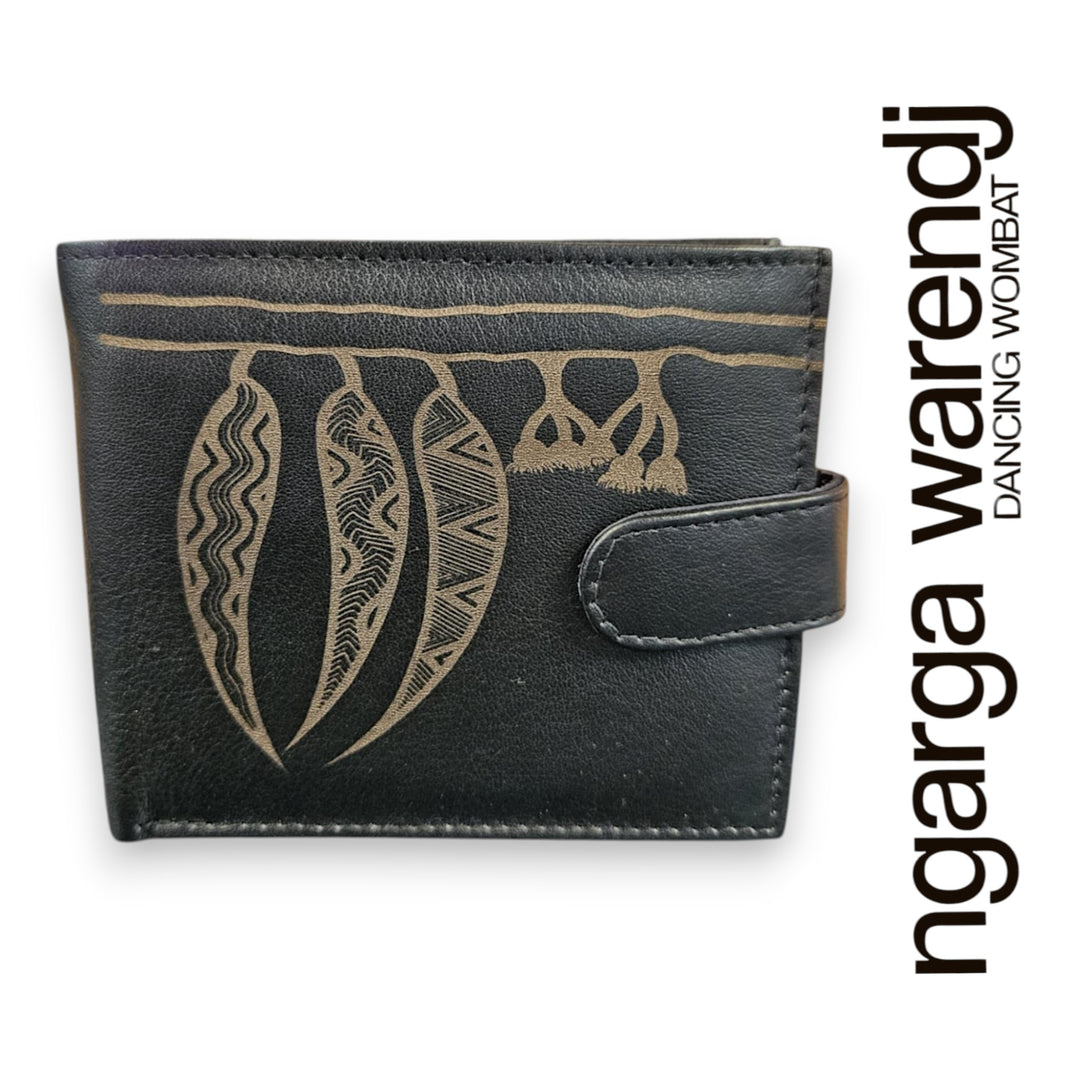 BLACK MENS LEATHER WALLET -  ASSORTED DESIGNS