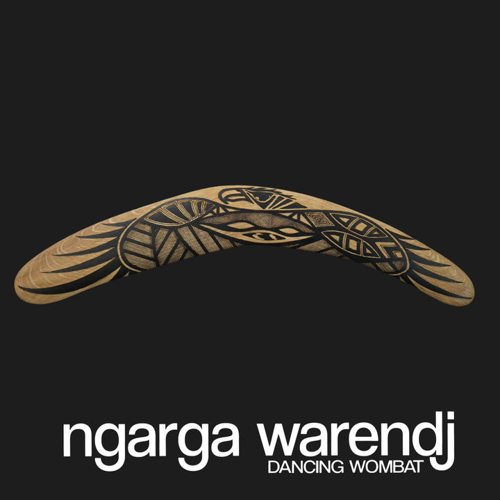 BOOMERANG WANGIM MEDIUM AUSTRALIAN SWAMP OAK BUNJIL DESIGN